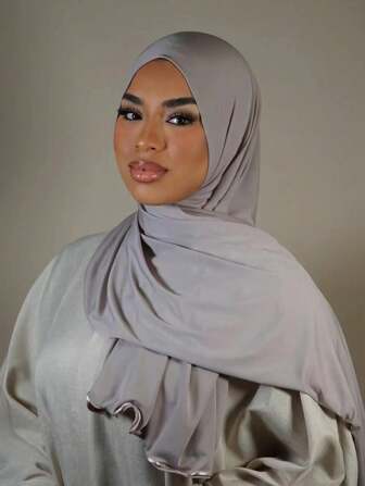 1 buc. Hijab pentru femei de culoare solidă, modal, eșarfă moale, cu decorațiuni cu volan, potrivite pentru purtarea zilnică și eșarfă lungă arabă conservatoare pentru abaya