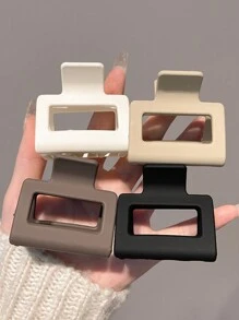 4 pièces Clips pour cheveux en plastique léger de taille moyenne noirs, blancs, marrons, kaki de 4,6 cm/1,81 pouces carrés. Accessoires capillaires élégants et polyvalents de couleur unie de haute qualité, convenant pour la sortie quotidienne, décontracté, la fête, les déplacements, les vacances, le lavage du visage, la douche, le maquillage, l'assortiment de tenues, les clips pour cheveux, les pinces à cheveux