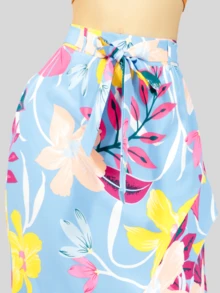 Falda Corte De Sirena Con Volantes, Elegante o Casual Falda Lápiz De Cintura Alta - Azul - Ver 7