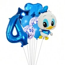 8 piezas Globos digitales de látex y aluminio decorativos de fiesta de cumpleaños con temática de Pato Donald y Daisy Duck lindos y de dibujos animados - Rosa - Ver 5