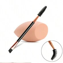 1 peça Pincel de Sobrancelha e Cílios de Ponta Dupla com Pincel de Cílios em Espiral, Tubo Dourado, Pincel de Sobrancelha de Uso Duplo com Ponta Angular