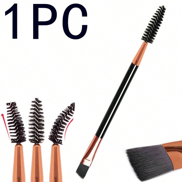 1 peça Pincel de Sobrancelha e Cílios de Ponta Dupla com Pincel de Cílios em Espiral, Tubo Dourado, Pincel de Sobrancelha de Uso Duplo com Ponta Angular