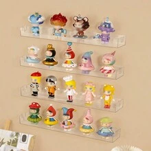 2/4 件套娃娃展示架，透明 PET 材质，无需钻孔壁挂式玩具和收藏品收纳架，适用于门、入口、卧室 - 透明色 - 查看 4