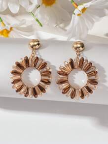 1pair Bohemian Handmade Crystal Beaded Sunflower Earrings, Sweet Circle & Geometric Ear Ornament Ideal For Women's Daily Life Or Vacation Valentines,Mom,Mother,Mother's Day,Gift - Earrings - View 22