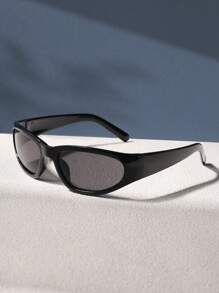 1 PC Women's Acrylic Wrap Shape Y2K Outdoor Cycling Fashion Glasses For Daily Outdoor Sports Use Beach Accessories For Women Glasses Shades Y2KFest Music Fest For Summer Beach Vacation,Outdoor,Travel Street Y2k Style Oversized Wrap Frame For Music Festival Preppy Style For Back To School - 黑色 - 查看 2