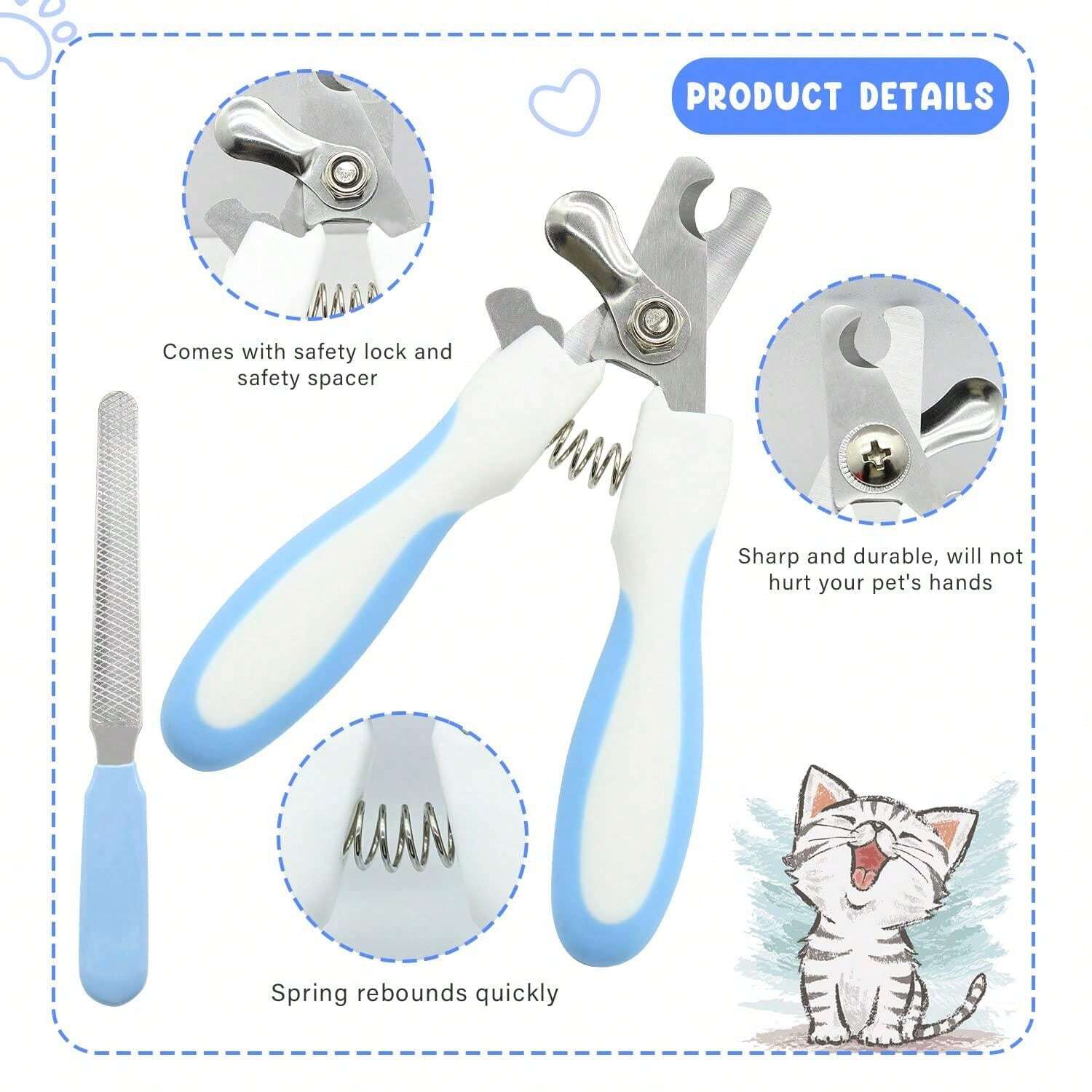 Rabbit Grooming Kit With Pet Detangling Comb, Nail Clippers, Scissors