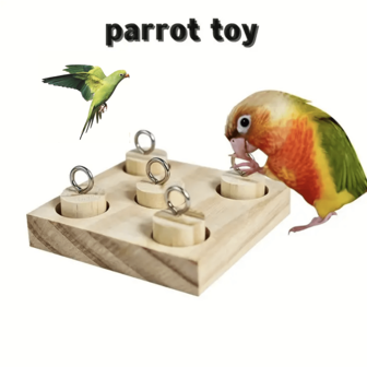 1pc Wooden Block Puzzle Toys For Parrot Training And Biting,Parrot Toy Supplies