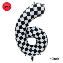Bóng bay kỹ thuật số ca rô 40 inch lớn màu đen và trắng số 0-9 dùng để trang trí tiệc sinh nhật xe đua, Giáng sinh - bàn cờ đen trắng - Xem 19