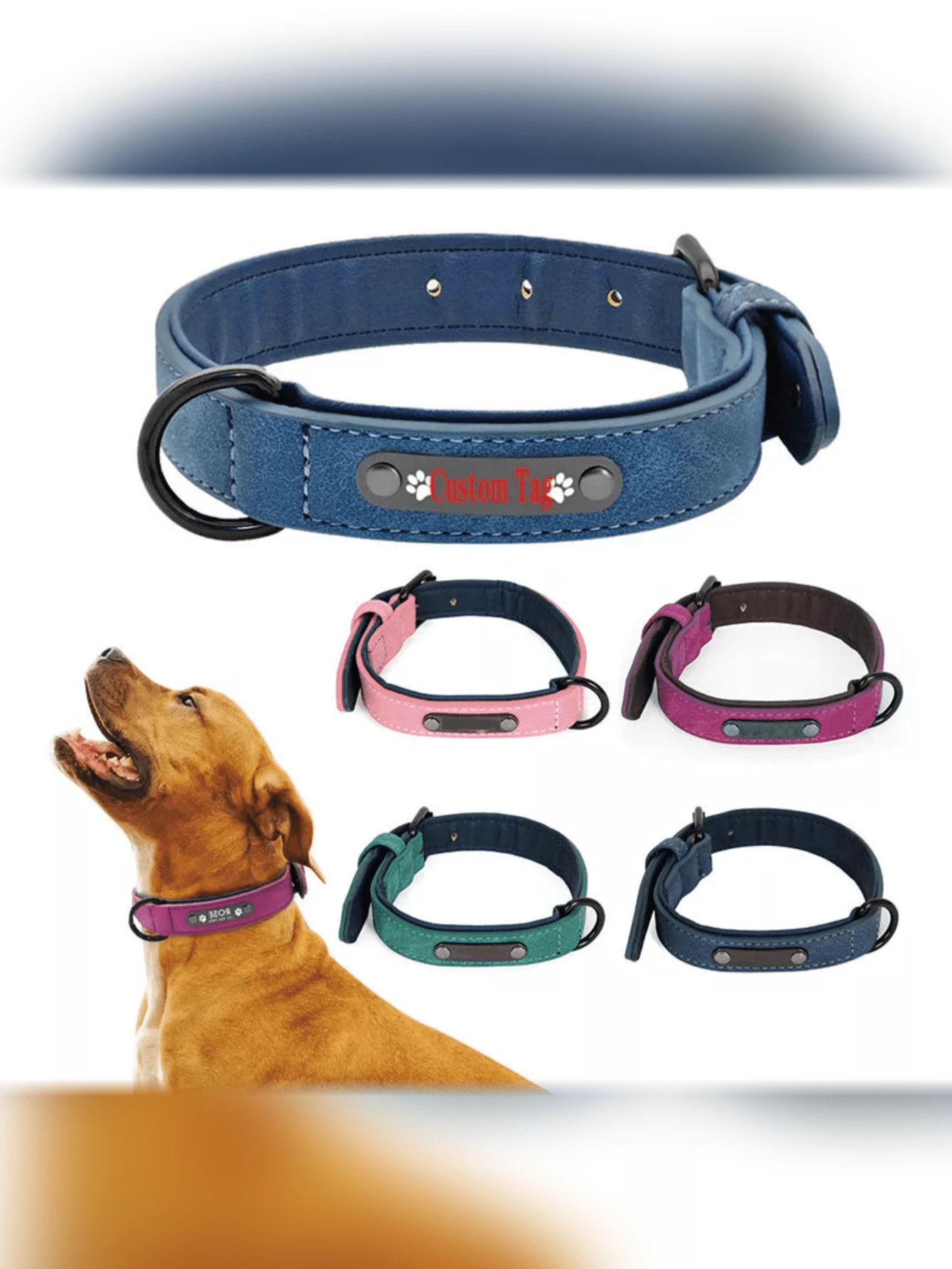 1pc Bestselling Adjustable Pet Collar With ID Tag, Essential Dog Training Leash Accessory - Pink - View 1