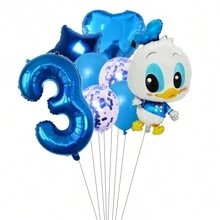 8 piezas Globos digitales de látex y aluminio decorativos de fiesta de cumpleaños con temática de Pato Donald y Daisy Duck lindos y de dibujos animados - Rosa - Ver 14
