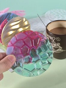 1 Set DIY Crystal Drop Resin Mold With Four Wave Coasters And A Coaster Table Silicone Mold Suitable For Daily Household Coasters - Multicolor - View 3