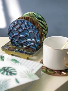 1 Set DIY Crystal Drop Resin Mold With Four Wave Coasters And A Coaster Table Silicone Mold Suitable For Daily Household Coasters - Multicolor - View 4