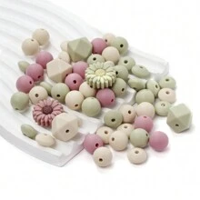 60pcs Daisy Shape Silicone Focal Beads, Silicone Loose Beads For DIY Keychain, Necklace, Bracelet, And Pen Hanging Rope - Multicolor - View 7