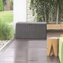 Coffre de jardin 290 litres Prosperplast Boxe Board en plastique couleur Gris foncé 116,6 x 47 x 59,5 cm, livraison rapide - Gris foncé - Voir 3