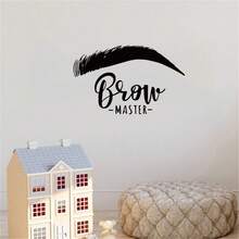 Beautiful Brow Wall Sticker Eyelashes Decor Vinyl Decal For Beauty Salon Room Stickers Eyebrows Wall Decals For Brow Bar Poster - Black - View 3