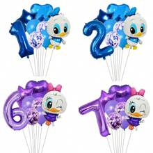 8 piezas Globos digitales de látex y aluminio decorativos de fiesta de cumpleaños con temática de Pato Donald y Daisy Duck lindos y de dibujos animados - Rosa - Ver 10