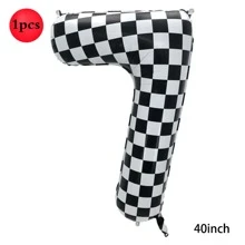 Bóng bay kỹ thuật số ca rô 40 inch lớn màu đen và trắng số 0-9 dùng để trang trí tiệc sinh nhật xe đua, Giáng sinh - bàn cờ đen trắng - Xem 14