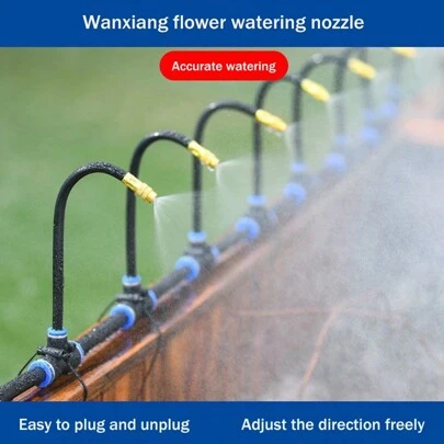 5pcs Brass Mist Nozzles With 8-Inch (Approx. 20.3cm) Built-In Hose, For Outdoor Cooling System, 360 Degrees Adjustable Spray Nozzle Threaded Atomizer