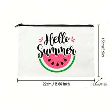 1 Túi Đựng Mỹ Phẩm In Canvas, Túi Trang Điểm Nữ, Dụng Cụ Sắp Xếp Đồ Vệ Sinh Du Lịch, Quà Tặng Của Giáo Viên - trắng - Xem 3
