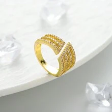 Chaobang 1入組豪華簡約幾何單鑽戒指，可調整開放式設計，閃耀生動，適合女性參加婚禮、宴會、派對、節日和日常佩戴。 - J504 - 查看 13