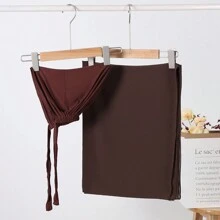 Bộ 2 khăn choàng voan co giãn thời trang, 1 mũ bên trong màu trơn thanh lịch và 1 khăn trùm đầu mỏng chống nắng kết hợp khăn trùm đầu mùa đông thu cho phụ nữ Abaya - 2 cái/bộ - Xem 9