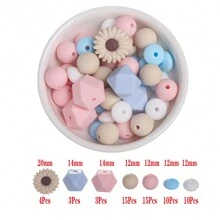 60pcs Daisy Shape Silicone Focal Beads, Silicone Loose Beads For DIY Keychain, Necklace, Bracelet, And Pen Hanging Rope - Multicolor - View 13