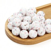 10入15mm美麗的花卉系列印花矽膠圓珠，適用於DIY汽車掛件，鑰匙扣，手鍊，筆掛飾，珠寶裝飾 - 彩色 - 查看 15