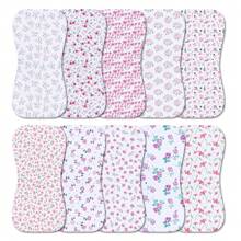 Benxoine 10-Pack Burp Cloths For Baby Boys And Girls - Organic Baby Burp Cloth,Baby Washcloths, Burp Rags, Large Neutral Burp Clothes For Newborn - 粉紅色的花 - 查看 1