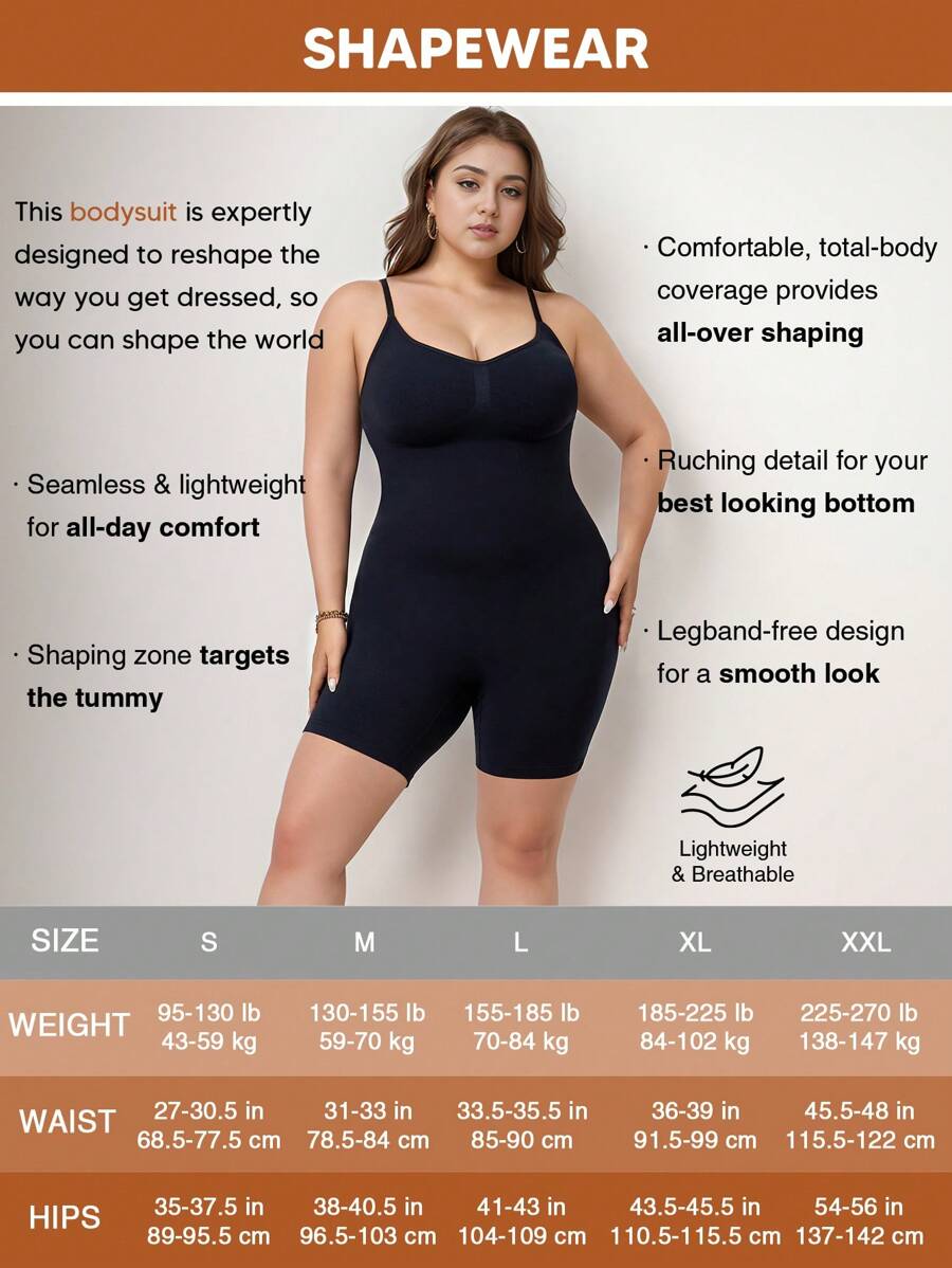 Plus Size Tummy Control Butt Lift Shapewear Unitard Romper SHEIN USA