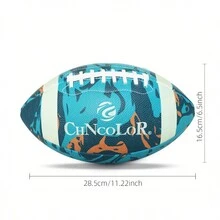 1 pelota de fútbol americano fluorescente estándar para entrenamiento al aire libre y juego recreativo con diseño oficial de fluido estándar de pelota de rugby - verde oscuro RL004 - Ver 2