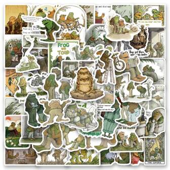 60PCS Frog And Toad Stickers Vinyl Aesthetics Stickers For Scrapbooking, Diary, Laptop, Bumper, Skateboard, Water Bottle, Computer, Phone, Cartoon, Hard Hat, Car Stickers And Decals Back To School