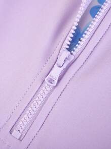 Annil Girls' One-Piece Long Sleeved Swimming Suit, Skirt And Cap Set, Summer Stretch, Conservative, Sweet And Comfortable - Purple - View 5