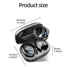 BX27  Ear-Hook  Wireless Earbuds 90H Long Battery Life True Wireless Earphones LED Power Display, Button Control Earbuds Black Color - Black - View 9