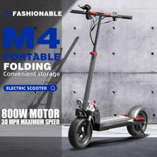 Electric Scooters J01 PRO 800w Motor,Max 30 Miles Range,25Mph Top Speed,10" Off-Road Tires,Folding Scooter Electric With Seat, Fast Electric Scooter Adults With Shock Absorption - 黑色 - 查看 1