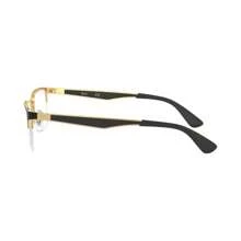 Ray-Ban RX6335 Unisex Rectangle Eyeglasses - Gold Blk - View 3