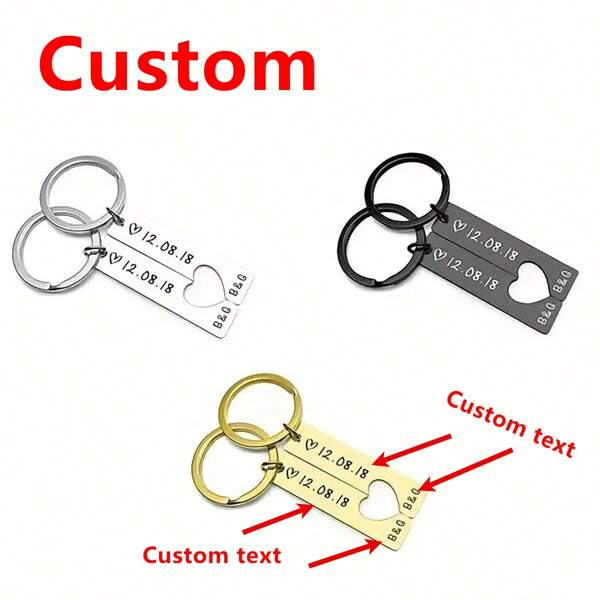 1 Pair Custom Engraved Stylish Stainless Steel Keychains, Personalized Funky Style Couples Key Rings With Date, Ideal Gift For Anniversary, Birthday Stainless, Engraved, Fashion, Vintage, Contracted, Unisex, Casual, Cuties, Punk Custom For Fall/Autumn, For Holiday Finds, Winter Fashion, Christmas Gift, Christmas Decorations, Personalized Christmas Ornaments, Personalized Gifts For Women/Men, Personalized/Customized Keychain, Christmas Accessories