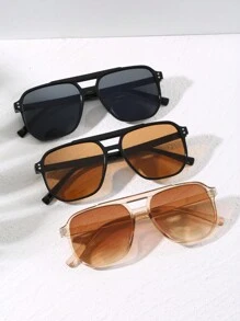 3pcs Pilot Frame Fashion Glasses, Stylish Outdoor Driving Beach Fashion Glasses, Suitable For Daily Use Halloween - Multicolor - View 1