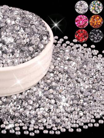 1200/2200 件/袋树脂水钻，4 毫米平底非热修复水钻珠宝，适用于 DIY 工艺品、杯子、瓶子、玻璃杯、服装、散装闪亮水晶石、工艺装饰
