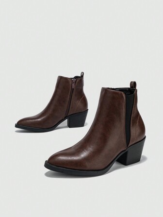 Fashionable Women's Short Boots With Thick Heel, High Waterproof Platform, Street Style, Spring Collection