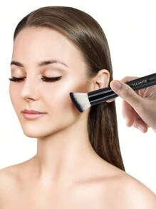 Juego de 2 pinceles de maquillaje MAANGE con pincel de base de cabeza plana grande + pincel de base de cabeza plana y redonda. Herramientas de maquillaje con fibra suave para un fácil transporte, pincel para viajes, pincel de base, pincel corrector, pincel de rubor, pincel contorneador, pincel de rubor, pincel bronceador, pincel de polvo, pincel de base, pincel de rubor - Negro - Ver 8