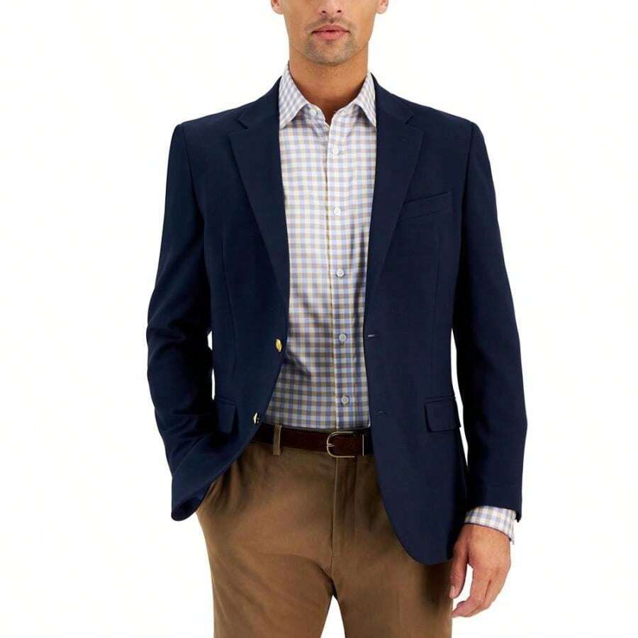 Nautica Blazer sólido con ajuste moderno y elástico activo para hombres - Marina de - Ver 1