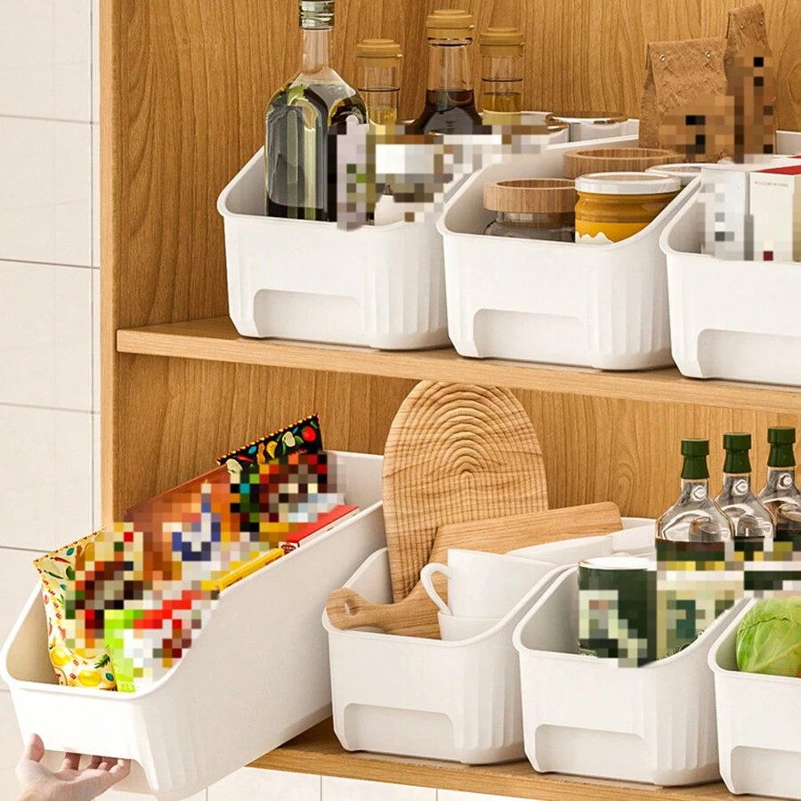 1pc Simple White Drawer-Style Storage Box Without Lid, Suitable For Storing Snacks, Beverages, Vegetables - White - View 1