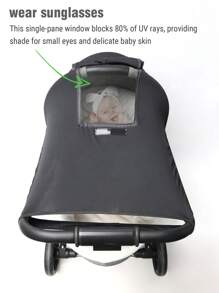 1pc Universal Baby Stroller Sunshade, With UV Protection, Windproof, Sun-Shading, Waterproof Functions, Suitable For Various Baby Strollers, Outdoor Travel Stroller Accessory, Sun Shade Cover - Black - View 3