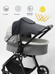 1pc Universal Baby Stroller Sunshade, With UV Protection, Windproof, Sun-Shading, Waterproof Functions, Suitable For Various Baby Strollers, Outdoor Travel Stroller Accessory, Sun Shade Cover - Black - View 2