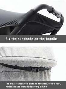 1pc Universal Baby Stroller Sunshade, With UV Protection, Windproof, Sun-Shading, Waterproof Functions, Suitable For Various Baby Strollers, Outdoor Travel Stroller Accessory, Sun Shade Cover - Black - View 6