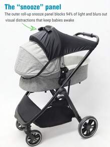 1pc Universal Baby Stroller Sunshade, With UV Protection, Windproof, Sun-Shading, Waterproof Functions, Suitable For Various Baby Strollers, Outdoor Travel Stroller Accessory, Sun Shade Cover - Black - View 4