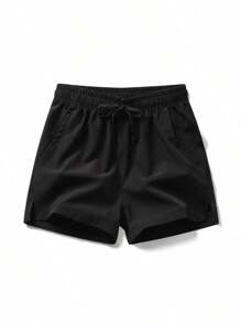 Baloncesto deportes hombres pantalones cortos de seda hielo fresco de secado rápido pantalones cortos de verano estiramiento de fitness Pantalones cortos para hombre - Negro - Ver 1