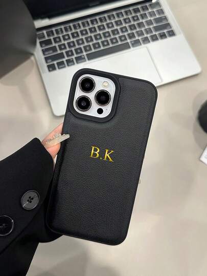 Apple Customized Phone Case Compatible With Iphone 16 15 14 13 12 11 Pro Max Personalized Initials Name 3D DIY Engraved Gold Letters Back Cover Hot Stamping Technology Luxury Korea Leather Shockproof Case Leather Case For Graduation, For Christmas, For Halloween, For Winter, For Prom, For Fall Phone Case, Phone Cover, Phone Accessories Stylish,Colorful,Vintage,Cute,Contracted,Kawaii Custom,Personalized,Unique,Customized Ideal Gifts For Him,Ideal Gifts For Her Boyfriend,Girlfriend,Family,Friends,Grandparents,Couple,Pet Lovers