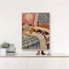 1PC Unframed Canvas Wall Art Sleeping Kitten Poster Painting Aesthetic Home Decoration, Gift For Friends Kits Wall Art Decor, For Living Room, Bedroom, Office, Bar Wall Decor - Multicolor - View 11