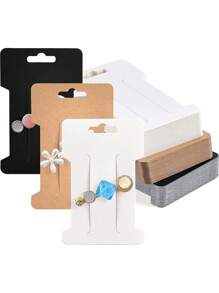100pcs/Set Hair Clip Display Cards, DIY Kraft Paper Headband Display Cards, For Hair Clip And Headband Storage - 100PCS - View 1